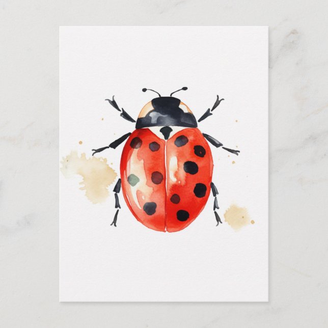 Watercolor Ladybug Vykort (Framsida)