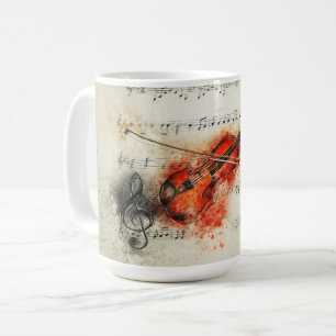 Watercolor Lakan Music och Violin Kaffemugg