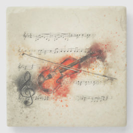 Watercolor Lakan Music och Violin Stenunderlägg