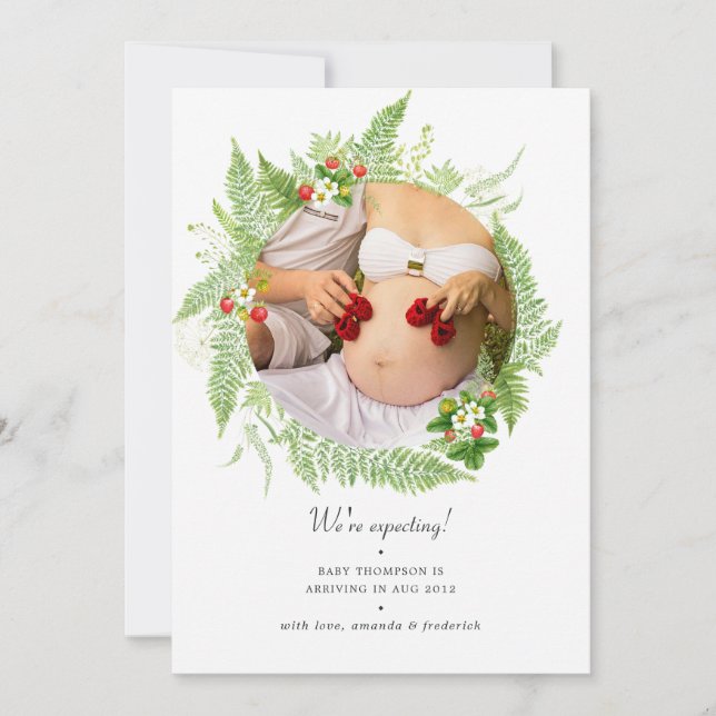 Watercolor Land Greenery Photo Gravid Meddelande (Framsida)