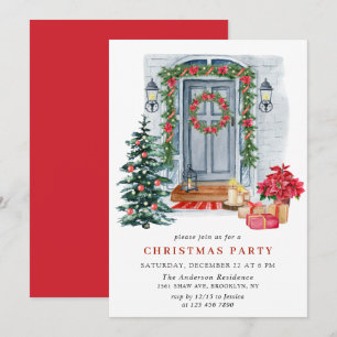 Watercolor Land Helgdag House Party Inbjudningar