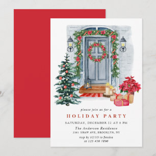 Watercolor Land Helgdag House Party Inbjudningar