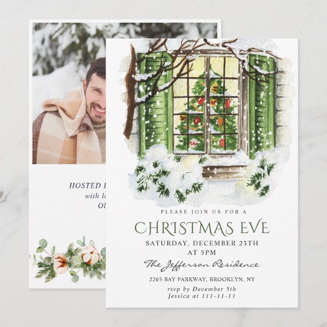 Watercolor Land Helgdag House Party Inbjudningar (Fram/baksida)