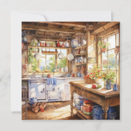 Watercolor Land Kitchen Background Anteckningskort