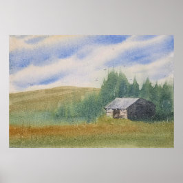 Watercolor Landscape Painting Poster