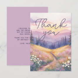Watercolor Landscape Sunrise Nature Purple Tones Tack Kort