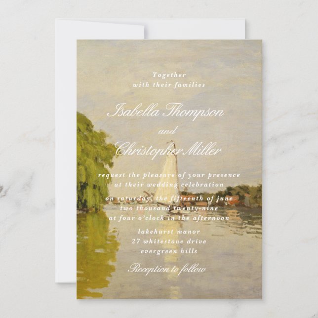 Watercolor Landscape Wedding Invitation Inbjudningar (Framsida)