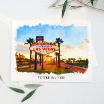 Watercolor Las Vegas Sign Bröllop