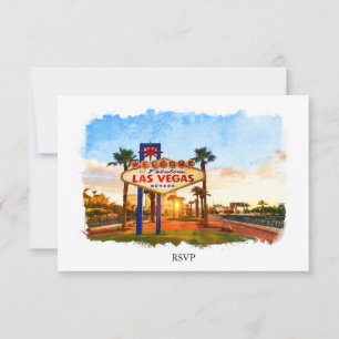 Watercolor Las Vegas Sign Bröllop OSA Kort