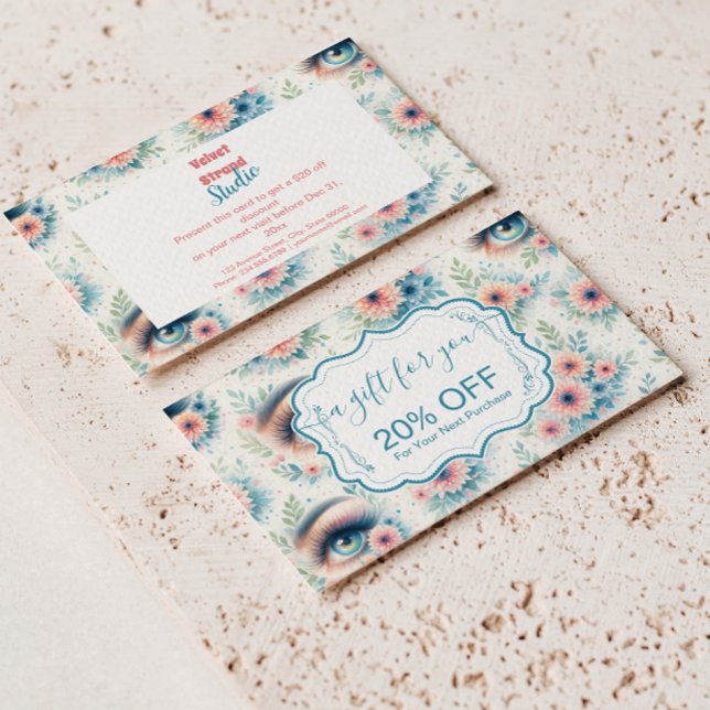 Watercolor Lash Artist Floral Beauty Business Rabattkort (Skapare uppladdad)