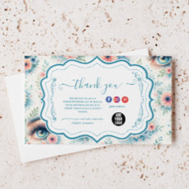 Watercolor Lash Artist Floral Beauty Business Tack Kort