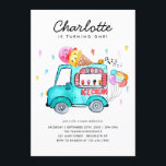 Watercolor Lastbil Balloon Kids Ice Cream Birthday Inbjudningar<br><div class="desc">Inbjudan till Cute Watercolor Ice Cream Lastbil-ballonger sommaren Barns födelsedag</div>