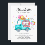 Watercolor Lastbil Balloon Kids Ice Cream Birthday Inbjudningar<br><div class="desc">Inbjudan till Cute Watercolor Ice Cream Lastbil-ballonger sommaren Barns födelsedag</div>