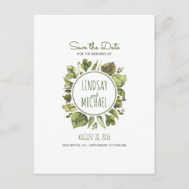 Watercolor Laurel - Greenery Wandey Save Date Meddelande Vykort