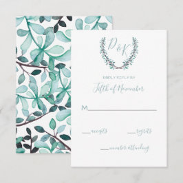 Watercolor Laurel Lämna Monogram Bröllop OSA Kort