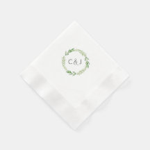 Watercolor Laurel WAN Cocktail Napkins