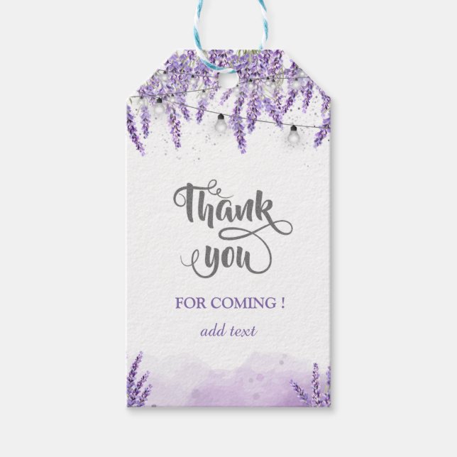 Watercolor Lavander String Ljus Presentetikett (Framsidan)