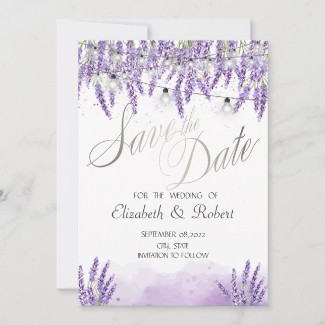 Watercolor Lavander String Ljus Spara Datumet (Framsida)