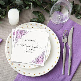 Watercolor Lavender and Violet Floral Wedding Part Pappersservett