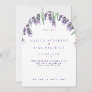 Watercolor Lavender Arched Bröllop Inbjudningar