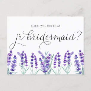 Watercolor Lavender blir min Jr Bridesmaid Inbjudan Vykort