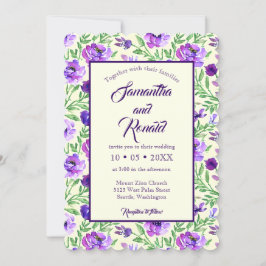 Watercolor Lavender Blommars Botanical Bröllop Inbjudningar