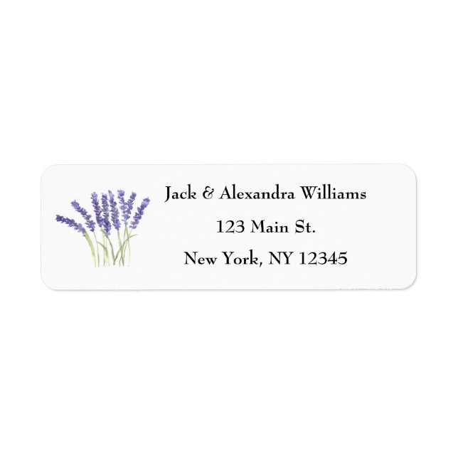 Watercolor Lavender Blommigt Herb Returadress Lab Etikett (Framsidan)