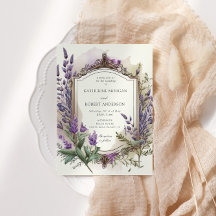 Watercolor Lavender Blommigt Regal Guld Bröllop