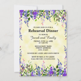 Watercolor Lavender Blommigt YellowWedding Rehears Inbjudningar