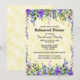 Watercolor Lavender Blommigt YellowWedding Rehears Inbjudningar