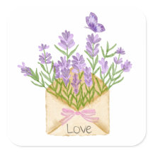 Watercolor Lavender Bouquet in Kuvert