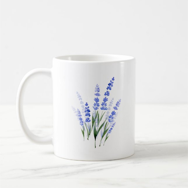 Watercolor Lavender Bouquet Kaffemugg (Vänster)