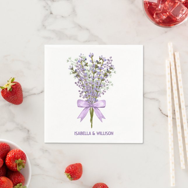 Watercolor Lavender Bouquet Pappersservett (Insitu)