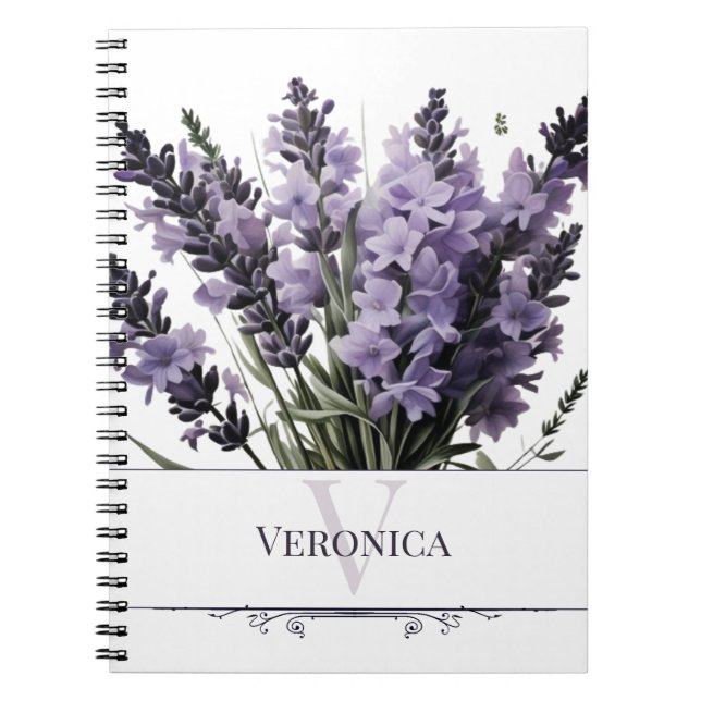 Watercolor Lavender Bouquet Personlig Anteckningsbok (Framsidan)