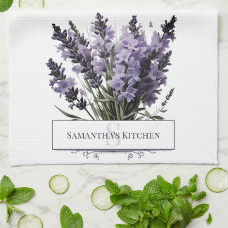 Watercolor Lavender Bouquet Personlig Kökshandduk