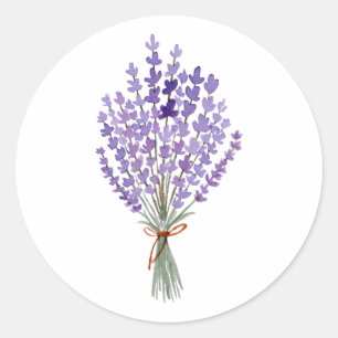 Watercolor Lavender Bouquet Runt Klistermärke
