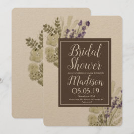 Watercolor Lavender Bouquet Rustic Möhippa Inbjudningar