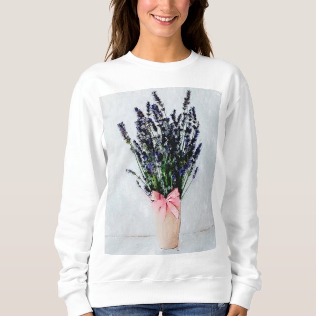 Watercolor Lavender Bouquet Sweatshirt T Shirt (Framsida)