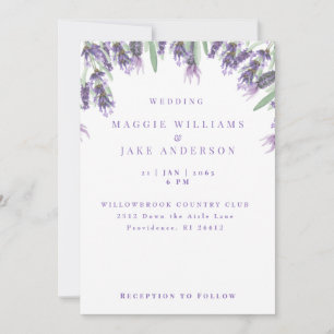 Watercolor Lavender Bröllop Inbjudningar
