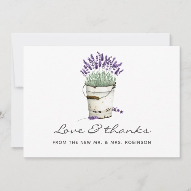 Watercolor Lavender Bröllop Tack Kort (Framsida)
