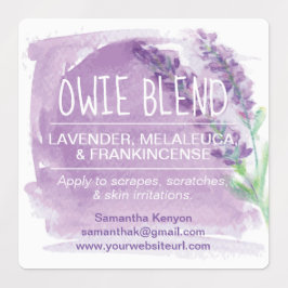 Watercolor Lavender Essential Oils Roller Flaska Klistermärke