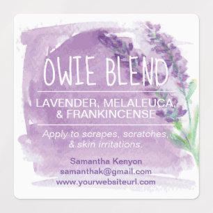 Watercolor Lavender Essential Oils Roller Flaska Klistermärke