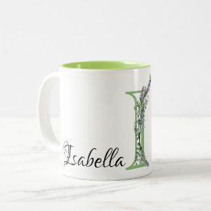 Watercolor Lavender Eucalyptus monogram brev I Två-Tonad Mugg