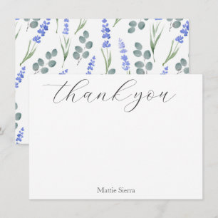 Watercolor Lavender & Eucalyptus Mönster Tack Kort