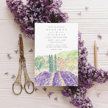Watercolor Lavender Fält Bröllop