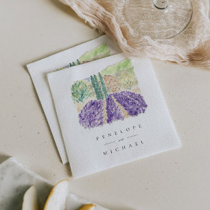 Watercolor Lavender Fält Bröllop Napkins Pappersservett
