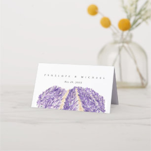 Watercolor Lavender Fält Bröllop, vikt Placeringskort