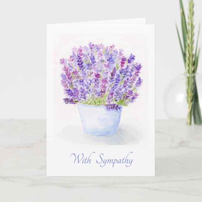Watercolor Lavender Floral SYMPATHY Kort (Framsida)