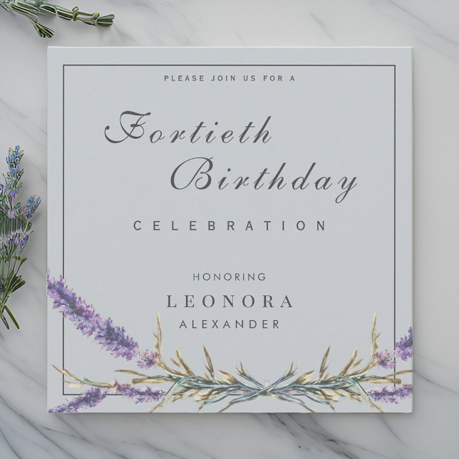 Watercolor Lavender Flower ANY Milestone Birthday Inbjudningar (Skapare uppladdad)