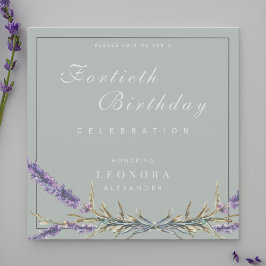 Watercolor Lavender Flower ANY Milestone Birthday Inbjudningar